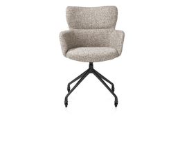 XOOON Sage, Armlehnstuhl + Rollen - Aluminium Gestell rough off black - Stoff Luton