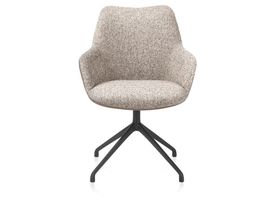 XOOON Mats, Armlehnstuhl - Aluminium Gestell rough off black - drehbar - Kombi Pala cognac + Luton kupfer