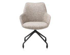 XOOON Mats, Armlehnstuhl - Aluminium Gestell rough off black + Rollen - Stoff Luton