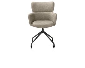 XOOON Sage, Armlehnstuhl + Rollen - Aluminium Gestell rough off black - Stoff Oregon