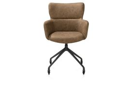 XOOON Sage, Armlehnstuhl + Rollen - Aluminium Gestell rough off black - Stoff Oregon