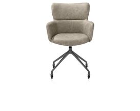 XOOON Sage, Armlehnstuhl + Rollen - Aluminium Gestell graphit - Stoff Oregon