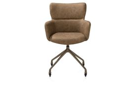 XOOON Sage, Armlehnstuhl + Rollen - Aluminium Gestell steelbrown - Stoff Oregon