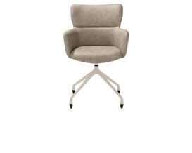 XOOON Sage, Armlehnstuhl + Rollen - Aluminium Gestell creme - Stoff Oregon