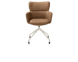 XOOON Sage, Armlehnstuhl + Rollen - Aluminium Gestell creme - Stoff Oregon