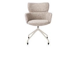 XOOON Sage, Armlehnstuhl + Rollen - Aluminium Gestell creme - Stoff Luton