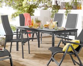 Tisch "Alutapo" ca. 160x95 cm, eisengrau und silber