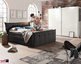 Boxspringbett Set One by Musterring "Florida", 180 x 200 cm, Bettkasten, anthrazit