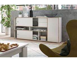 Schiebetürenschrank "Xiao" mit einer Tür, zwei Schiebetüren, zwei Schubkästen