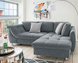 Wohnlandschaft "Britta" grau mit Schlaffunktion