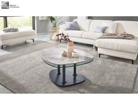 Interliving Couchtisch 6219, Marmoroptik Emperador und Klarglas
