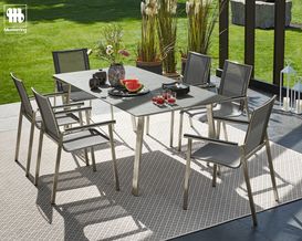 Gartentisch "Belgien" Musterring ca. 200 x 76 x 95cm,  Zement - Optik