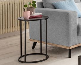 Beistelltisch "Ascheberg" rund,  Esche schwarz/Metallgestell schwarz