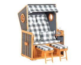 Gartenstrandkorb Rustikal 110 Z mit Bullaugen