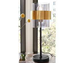 Interliving Leuchtenserie 9333 Tischleuchte, Metall schwarz, Messingring, Glas