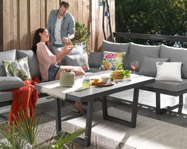 Living Couchtisch "Keramo", Tischplatte Keramik in Holzoptik