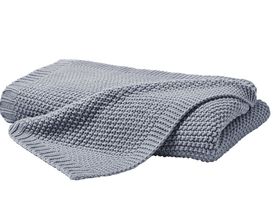 Strickdecke grau, ca. 130x170 cm