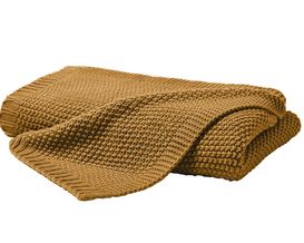 Strickdecke gelb, ca. 130x170 cm