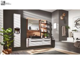 Interliving Badkollektion 317, Beton-Optik und Havanna Eiche Nachbildung