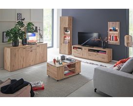 Anbauwand "Mermuth", Vitrine, TV-Element, Wandregal