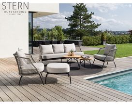 Stern Lounge-Sofa "Odea", hell, mit Kissen