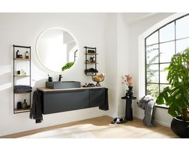 Interliving Badkollektion 7340, Lacklaminat schwarz, Eiche