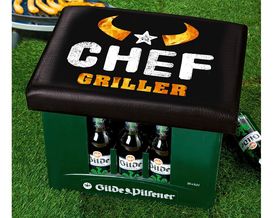 Bierkasten Sitzpolster "Chef-Griller", ca. 34x44 cm