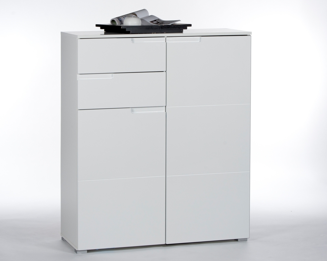 Kommode Bente, ca. 100x119 cm - Weiß Hochglanz - 1