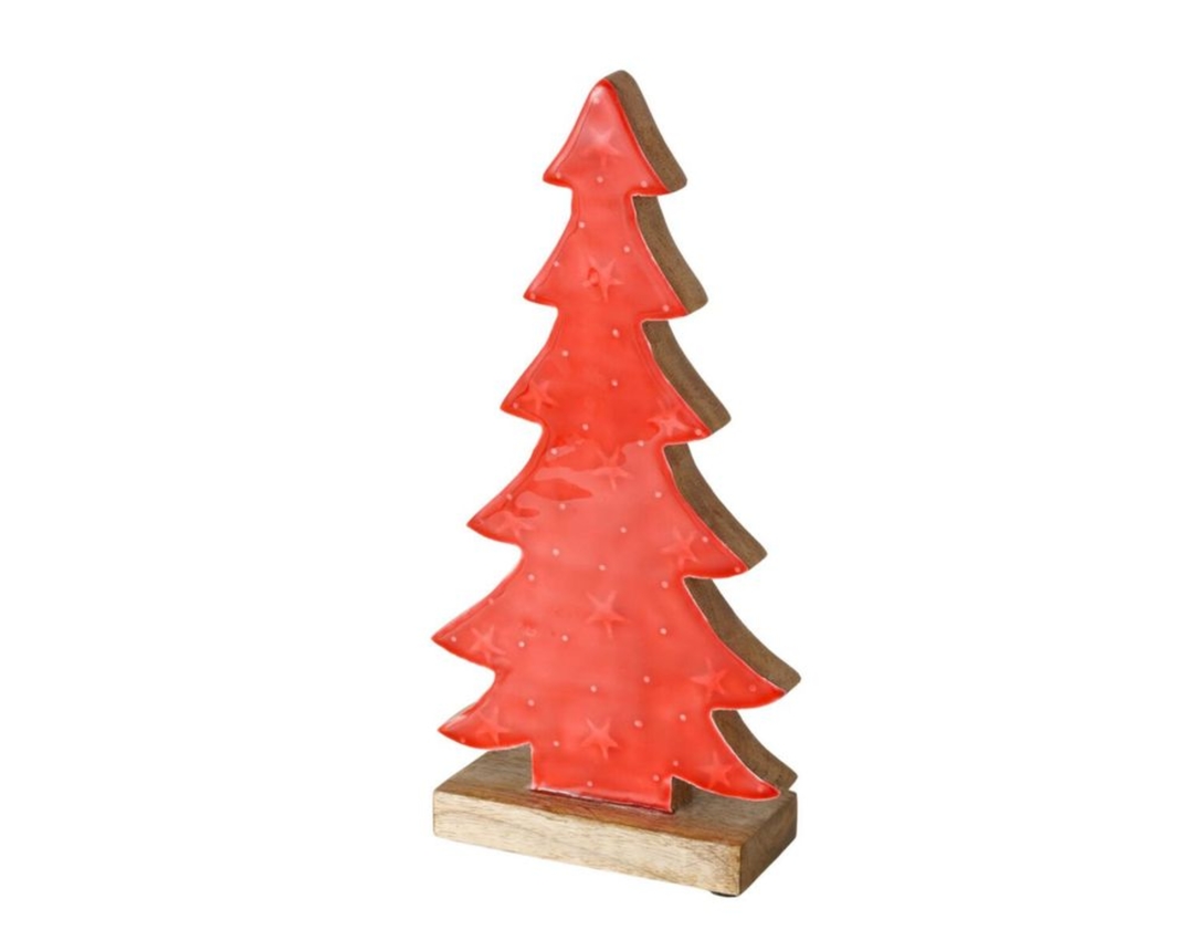 Deko-Baum "Levio", Mangoholz, ca. 25 cm - Rot - 1