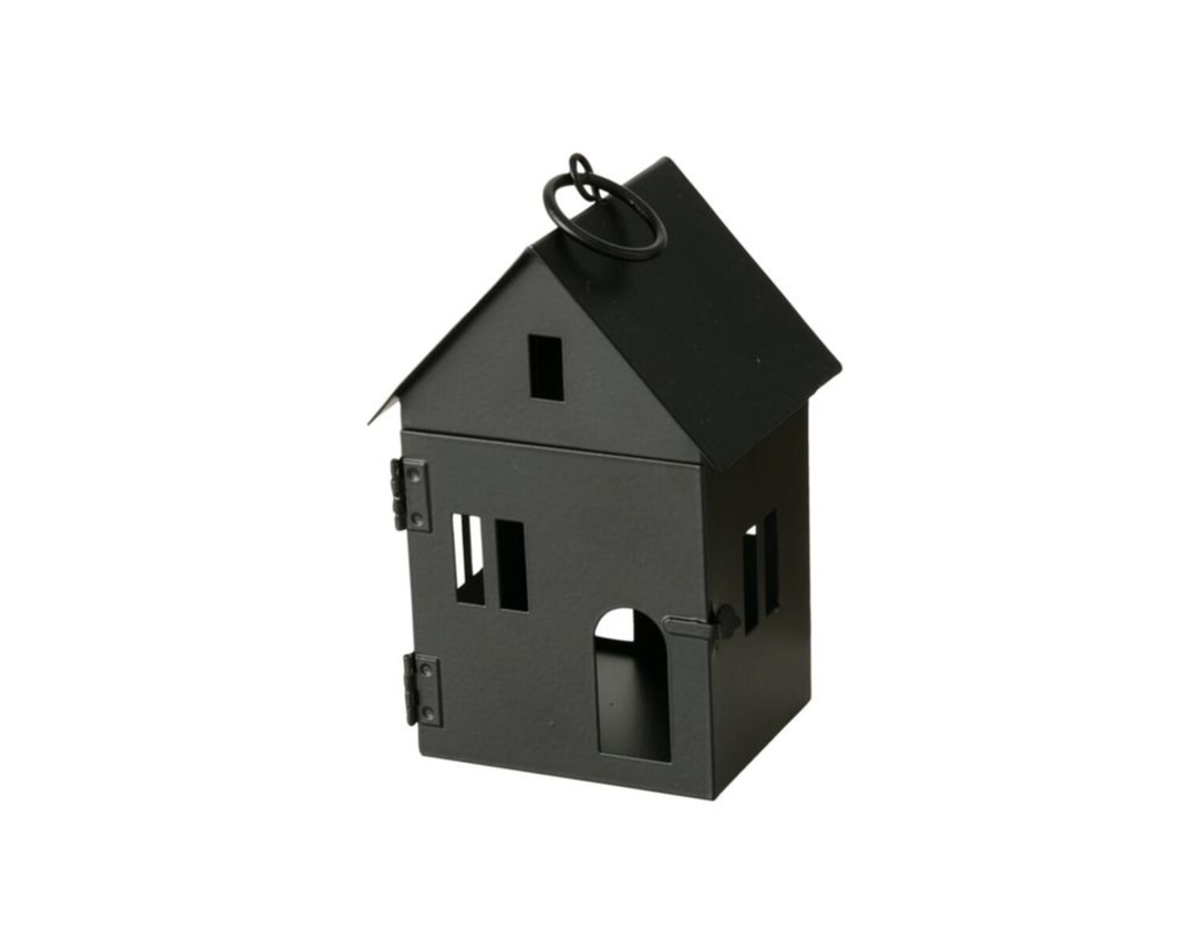 Laterne in Hausform "Alesund", Eisen, ca. 13 cm - Schwarz - 1