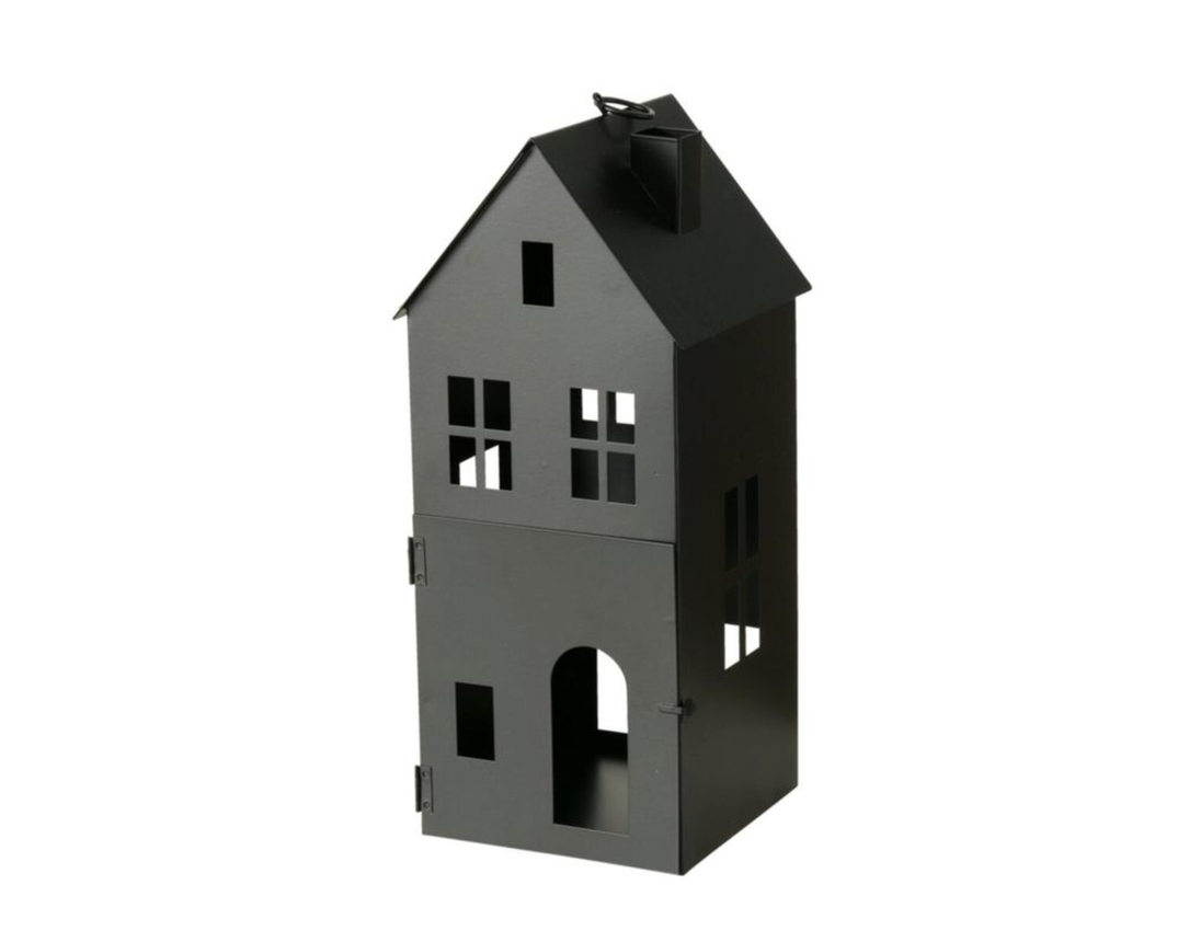 Laterne in Hausform "Alesund", Eisen, ca. 35 cm - Schwarz - 1