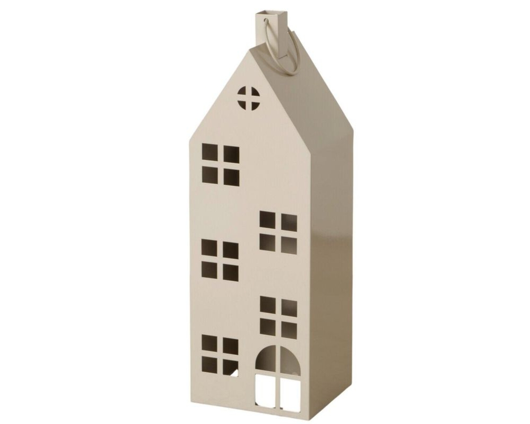 Laterne "Aiba" in Haus-Form, ca. 65 cm - Beige - 1