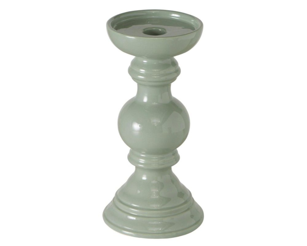 Kerzenleuchter "Berno" aus Steingut, ca. 20 cm - Grün - 1