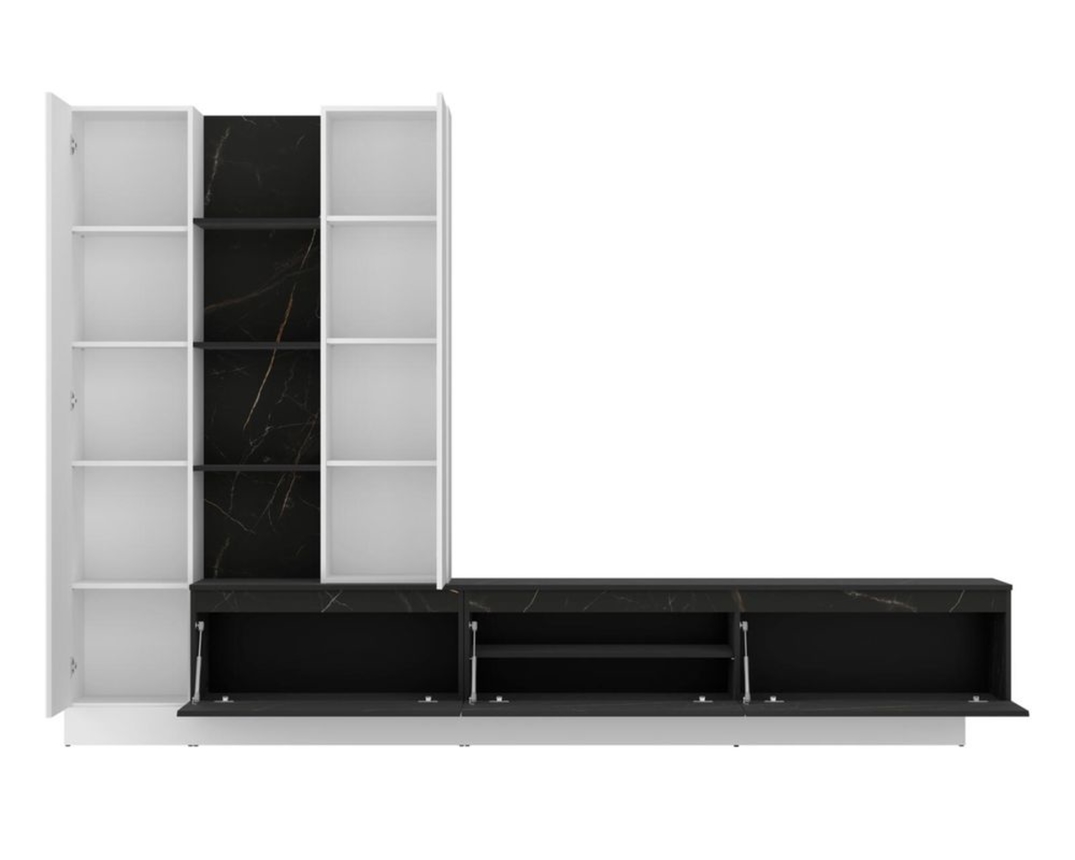 Anbauwand "Wilma", ca. 295x200,5 cm - Weiß/San Sebastian - 3