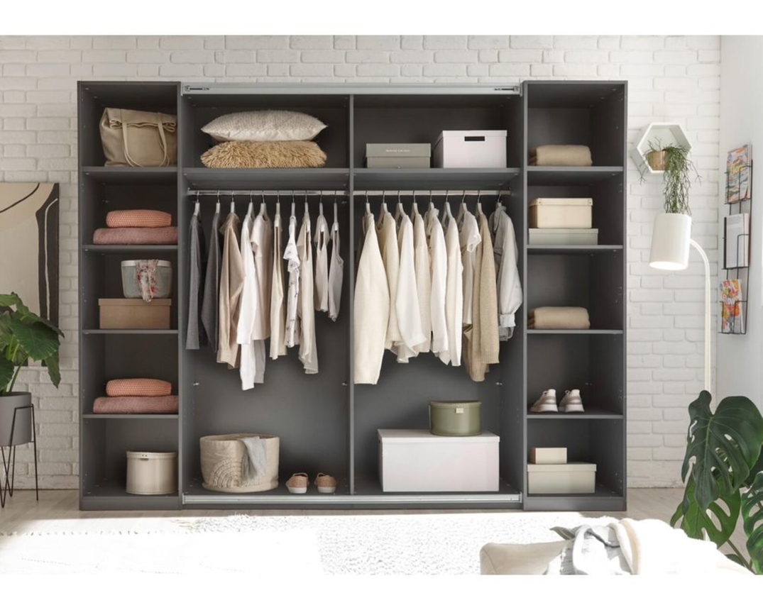 Schwebe- / Drehtürenschrank "Pisa", ca. 267x210 cm - Holz/Graphit - 2