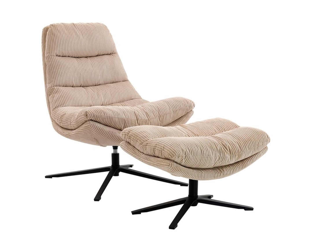 Relaxsessel "Duisburg", leger, mit Hocker - Beige - 1