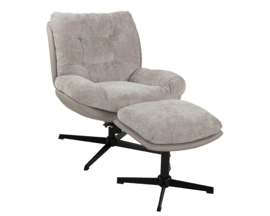 Relaxsessel mit Hocker, sandfarben - Sand - 1