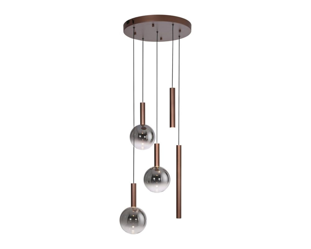 LED-Pendelleuchte "Bowl", Metall/Glas braun - Braun - 1
