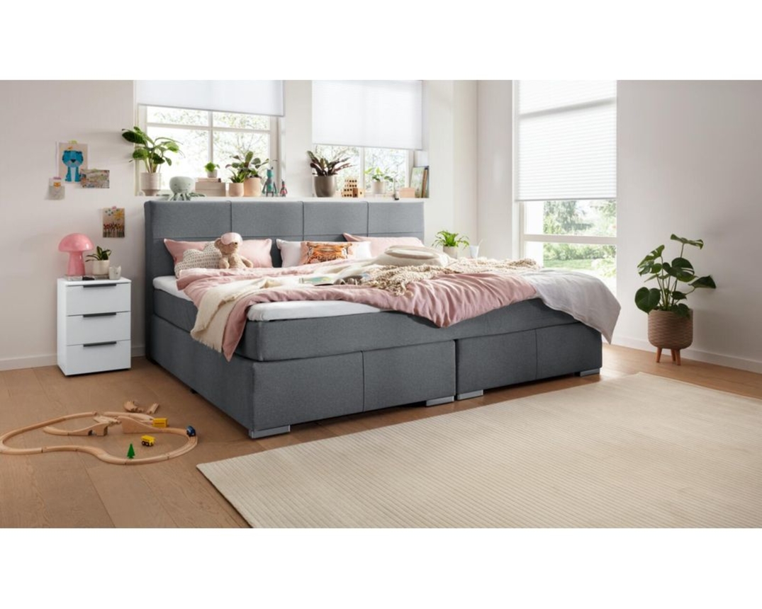 Familien-Boxspringbett "Schwerin" - Grau - 2