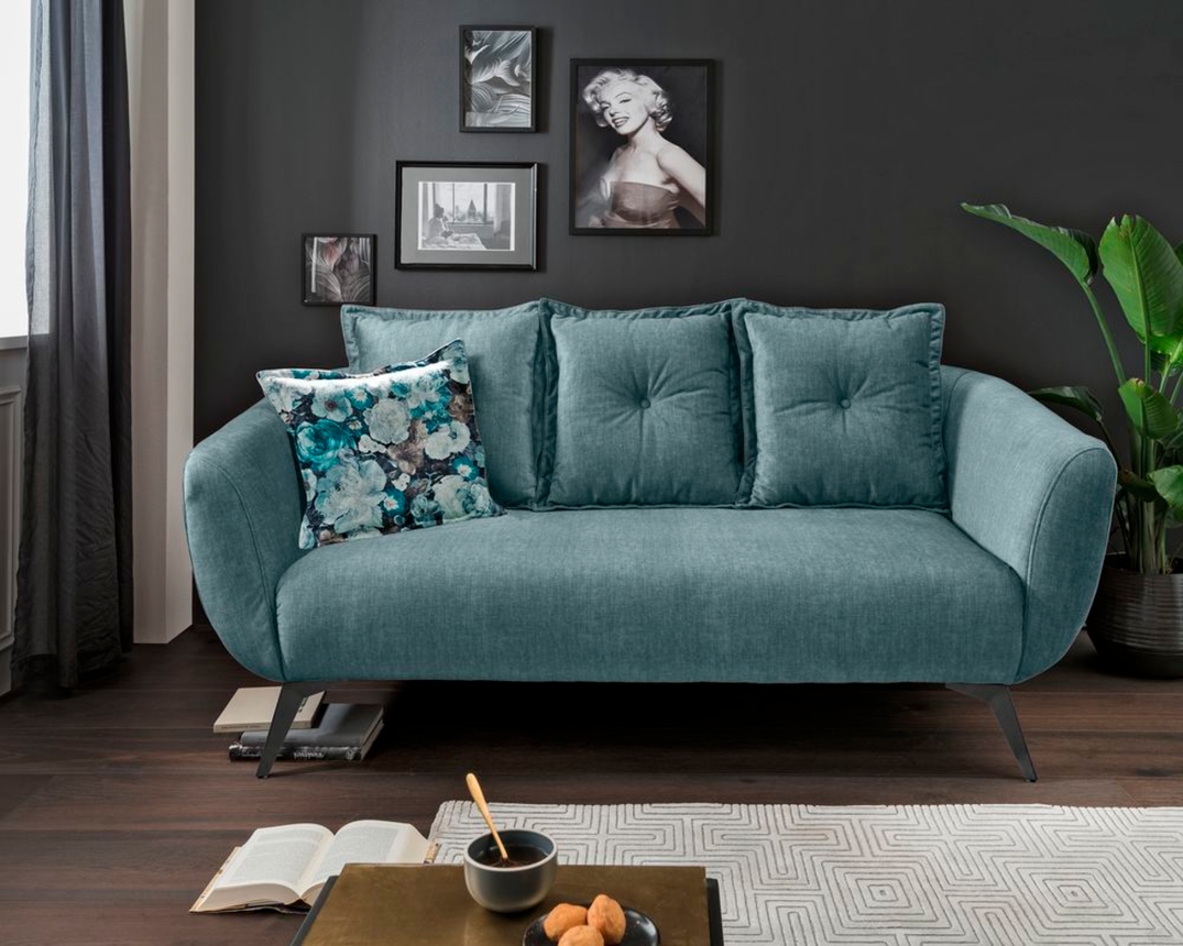 2,5 er Sofa "Berlin" blau/türkis - blau/türkis - 1