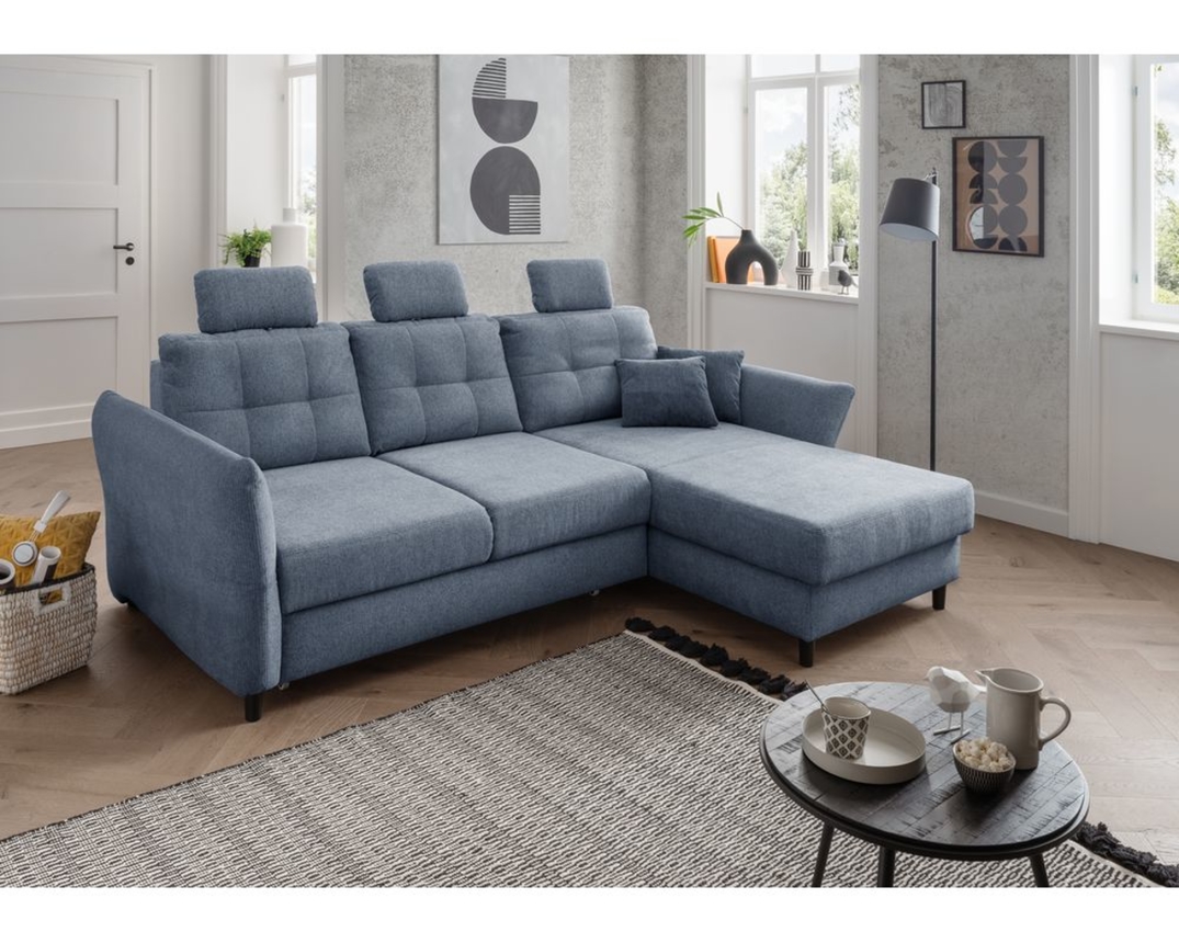 Ecksofa "Bjarne", leger, mit Funktionen - Blau - 2