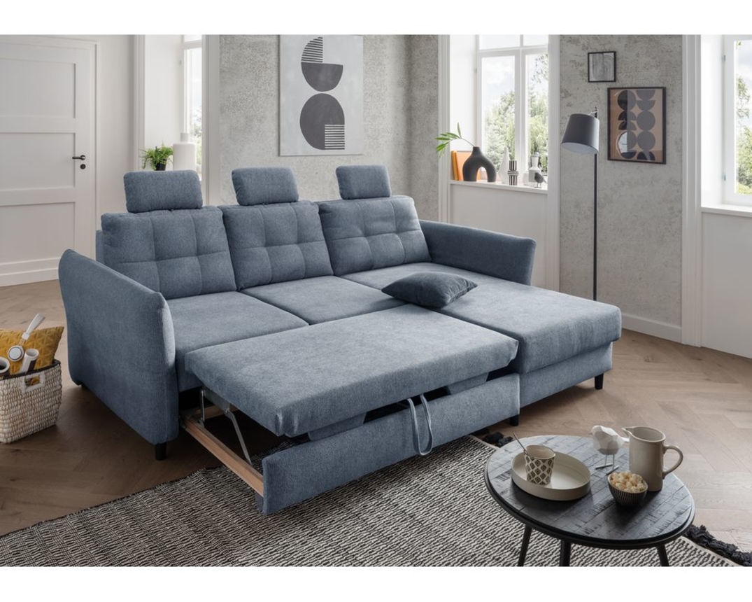 Ecksofa "Bjarne", leger, mit Funktionen - Blau - 5