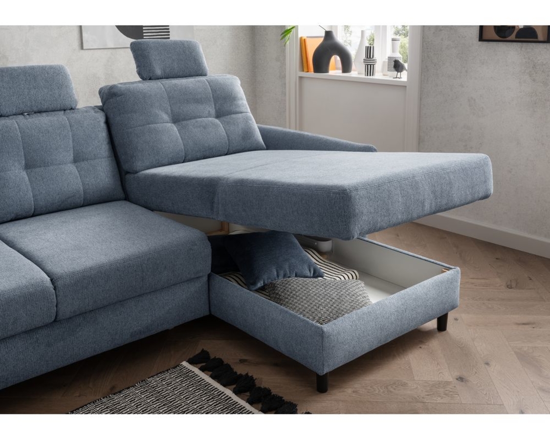 Ecksofa "Bjarne", leger, mit Funktionen - Blau - 7