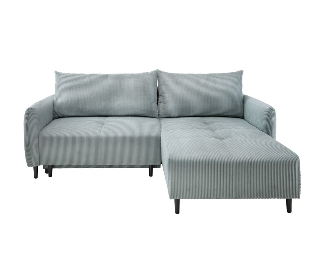 Polsterecke "Bero", Cordbezug, mit Staukasten - Aqua - 1