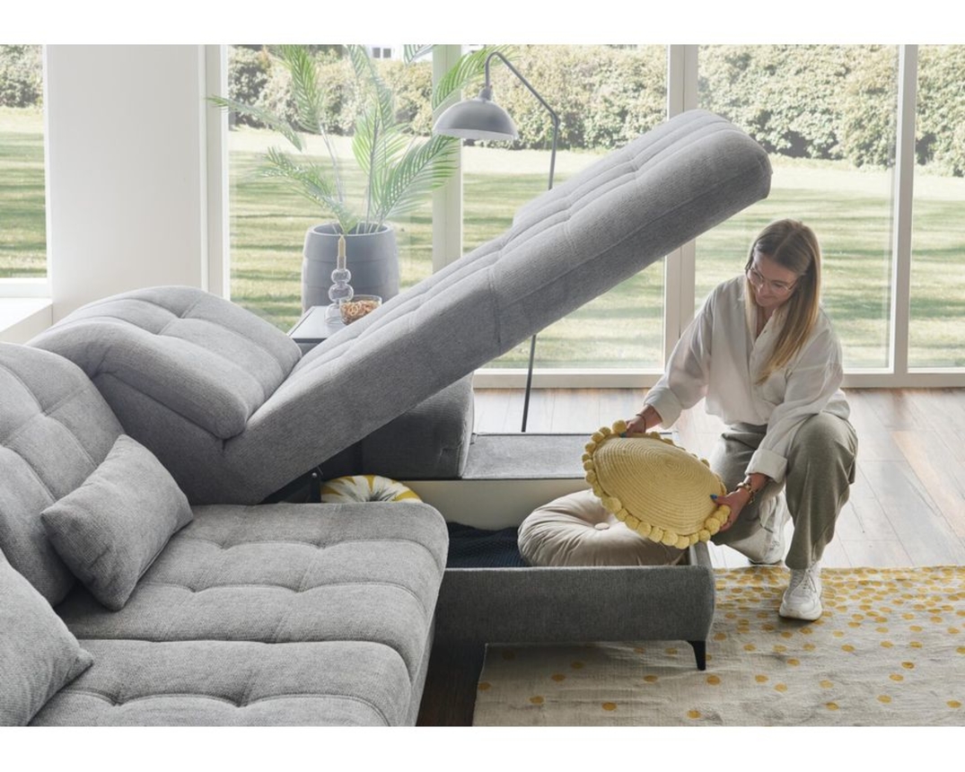 Wohnlandschaft "Bochum", leger, mit Liegefunktion und Stauraum - Grau - 7