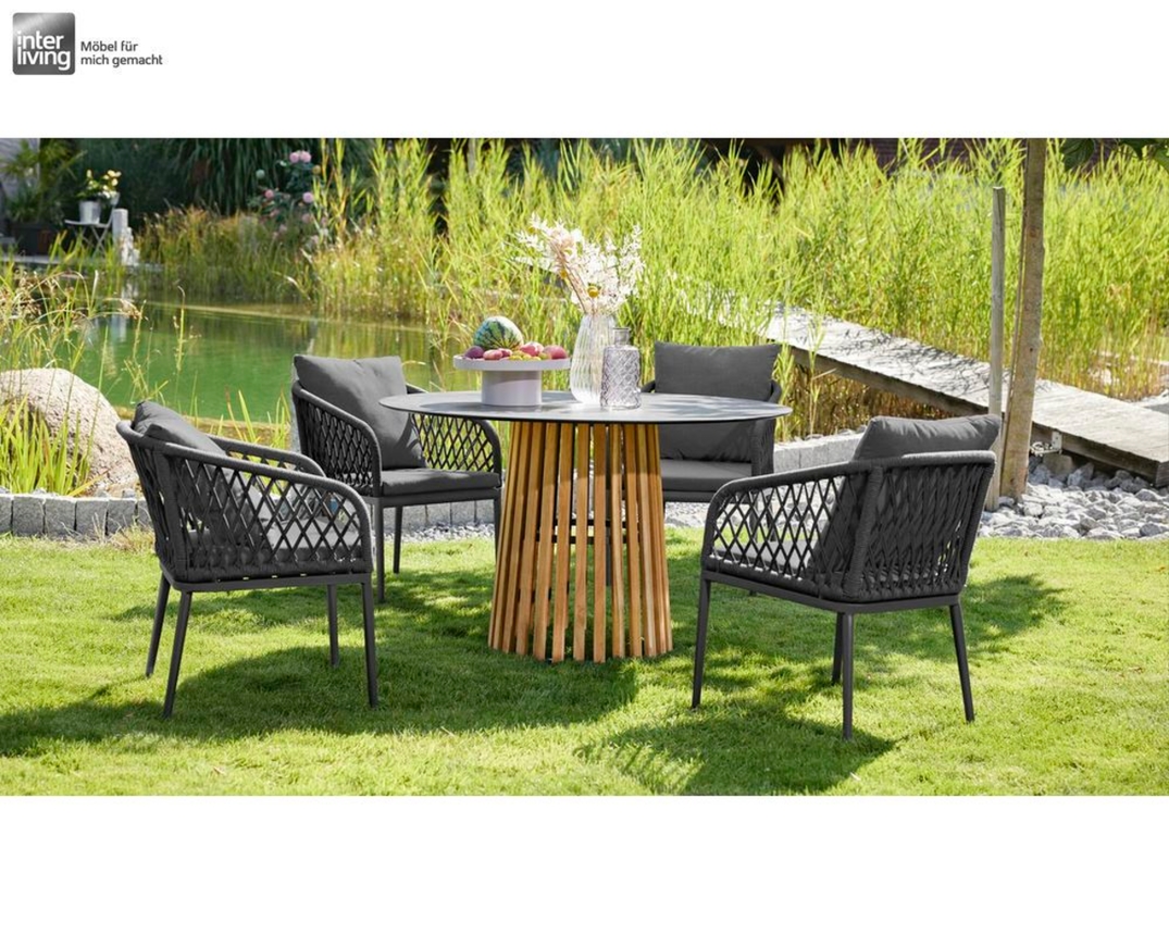 Interliving Gartentisch 7004, rund, Durchmesser ca. 125 cm - Teak/Beton - 1