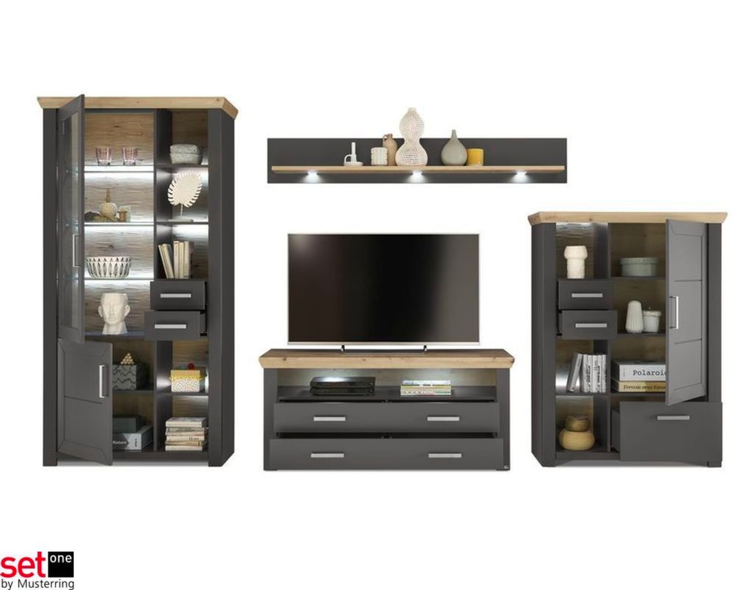 Wandboard/Regal Set One by Musterring "York" grau/Eiche - grau/Eiche - 2