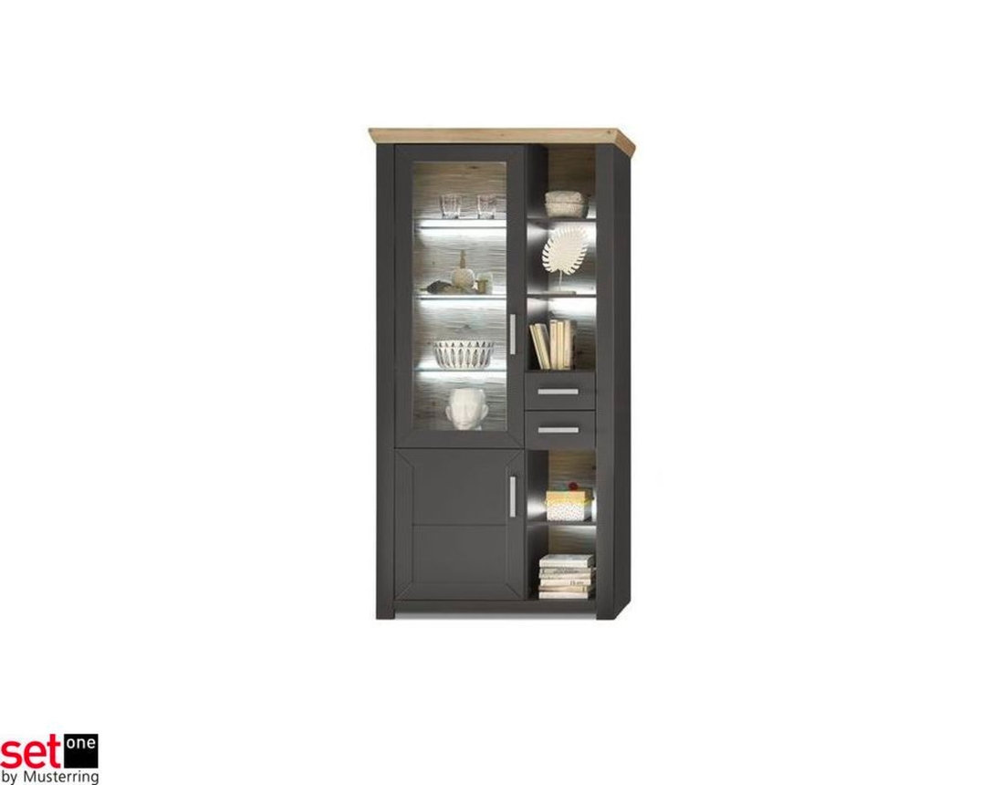 Vitrine Set One by Musterring "York" grau/Eiche - grau/Eiche - 1