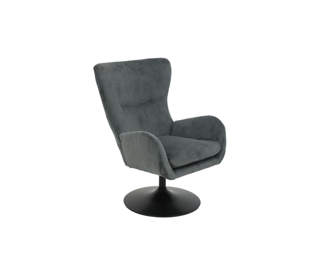 Sessel "Heddy", drehbar, Cord, dunkelgrau - Dunkelgrau - 6