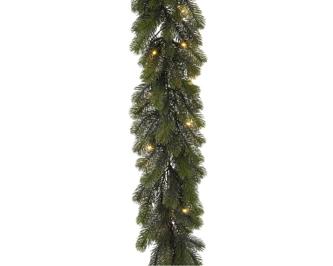 Tannengirlande inkl. Lichterkette, ca. 180 cm lang - Grün - 1